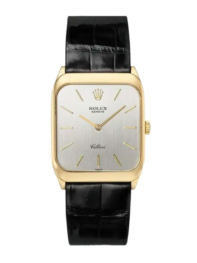 + Rolex Vintage 1990 Cellini Hand-wound 27mm 18-karat Gold Alligator Watch, Ref. No. 4135