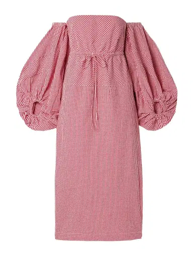 Rosie Assoulin Off-the-shoulder Gingham Cotton-seersucker Midi Dress | Thumbnail 1
