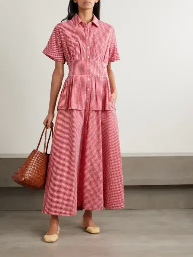 Rosie Assoulin Boogie Woogie Bugle Boy Gingham Cotton-seersucker Maxi Shirt Dress | Thumbnail 2