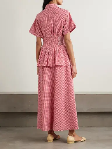 Rosie Assoulin Boogie Woogie Bugle Boy Gingham Cotton-seersucker Maxi Shirt Dress | Thumbnail 3