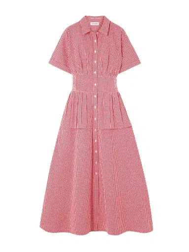 Rosie Assoulin Boogie Woogie Bugle Boy Gingham Cotton-seersucker Maxi Shirt Dress | Thumbnail 1