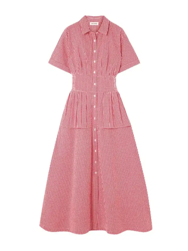 Boogie Woogie Bugle Boy Gingham Cotton-seersucker Maxi Shirt Dress