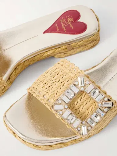 Roger Vivier 25 Crystal-embellished Raffia Sandals | Thumbnail 4