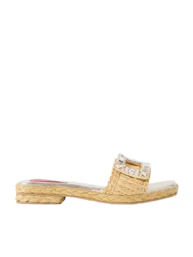 Roger Vivier 25 Crystal-embellished Raffia Sandals | Thumbnail 1