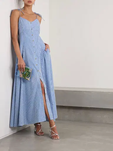 Rosie Assoulin High Garden Pleated Striped Poplin Maxi Dress | Thumbnail 2