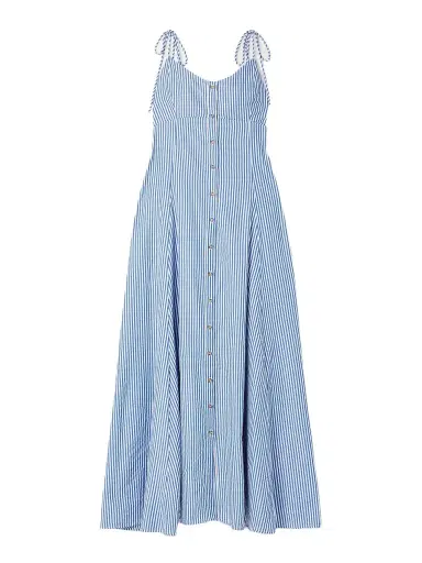 Rosie Assoulin High Garden Pleated Striped Poplin Maxi Dress | Thumbnail 1