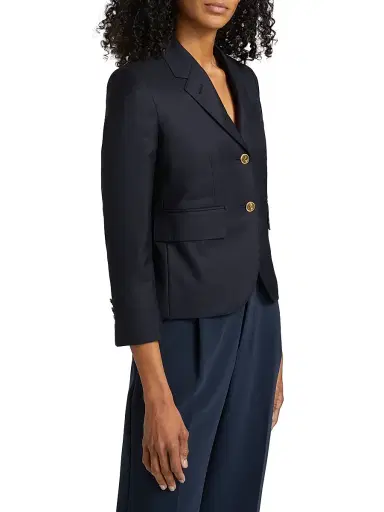 Thom Browne Women's High Armhole Wool Sport Coat - Navy - Size 8 | Thumbnail 3