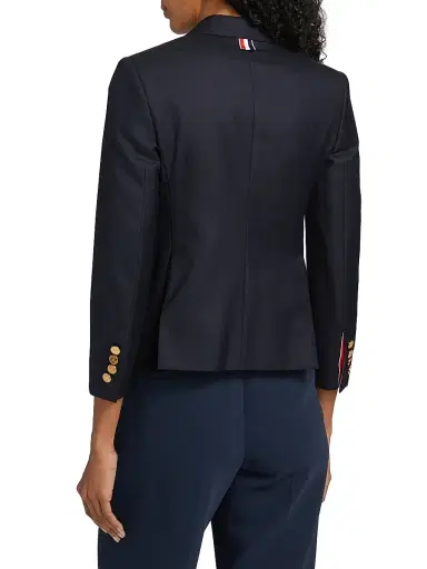 Thom Browne Women's High Armhole Wool Sport Coat - Navy - Size 8 | Thumbnail 4