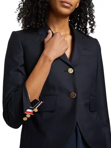 Thom Browne Women's High Armhole Wool Sport Coat - Navy - Size 8 | Thumbnail 5