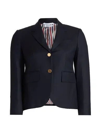 Thom Browne Women's High Armhole Wool Sport Coat - Navy - Size 8 | Thumbnail 1