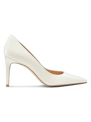 Stuart Weitzman Women's Power 75MM Patent Leather Pumps - Cream | Thumbnail 1