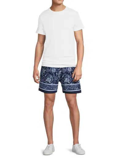 Ralph Lauren Purple Label Men's 5.5''Paisley-Print Terry Shorts - Maiori Choppa Border Print | Thumbnail 2
