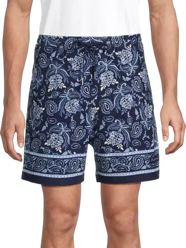 Ralph Lauren Purple Label Men's 5.5''Paisley-Print Terry Shorts - Maiori Choppa Border Print | Thumbnail 3