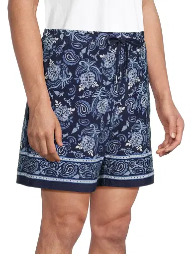 Ralph Lauren Purple Label Men's 5.5''Paisley-Print Terry Shorts - Maiori Choppa Border Print | Thumbnail 4