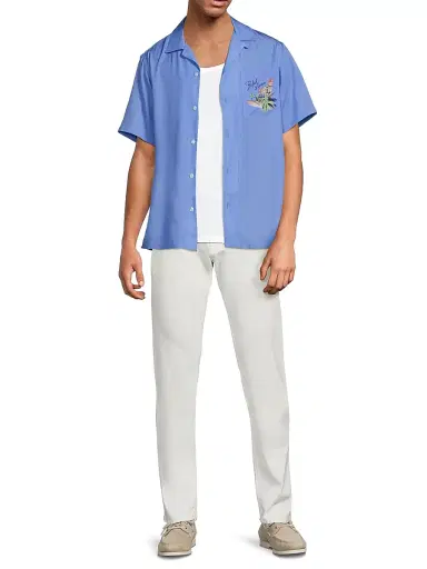 Ralph Lauren Purple Label Men's Capri Print Camp Collar Short-Sleeve Shirt | Thumbnail 2