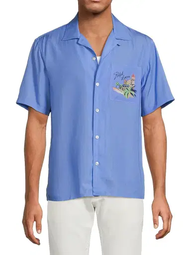 Ralph Lauren Purple Label Men's Capri Print Camp Collar Short-Sleeve Shirt | Thumbnail 3