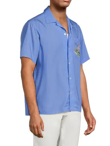Ralph Lauren Purple Label Men's Capri Print Camp Collar Short-Sleeve Shirt | Thumbnail 4