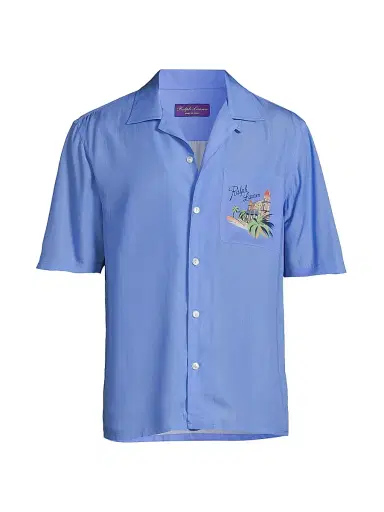 Ralph Lauren Purple Label Men's Capri Print Camp Collar Short-Sleeve Shirt | Thumbnail 1