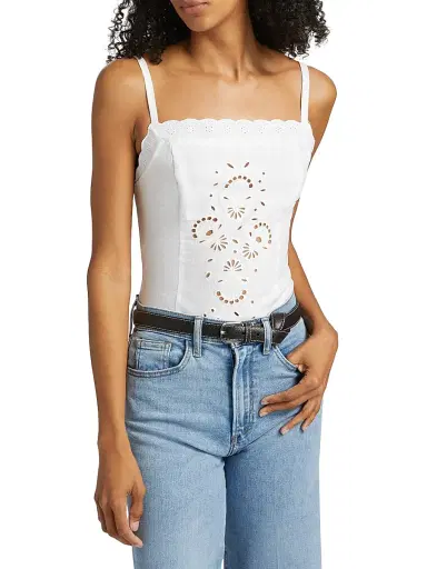 Reformation Women's Eva Linen Top - White - Size 12 | Thumbnail 3