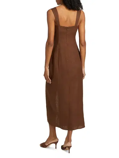 Reformation Women's Clemente Linen Midi-Dress - Chocolate Cake - Size 6 | Thumbnail 5 Reformation Women's Clemente Linen Midi-Dress - Chocolate Cake - Size 6 | Thumbnail 5
