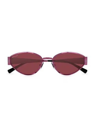 Gucci Women's Guccissima Metal 55MM Geometric Sunglasses - Purple | Thumbnail 2