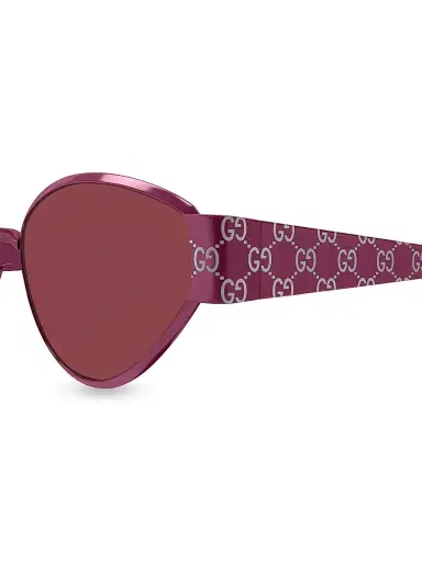 Gucci Women's Guccissima Metal 55MM Geometric Sunglasses - Purple | Thumbnail 3