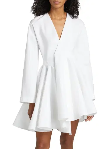 ALAIA Women's Asymmetrical Cotton Minidress - Blanc | Thumbnail 3