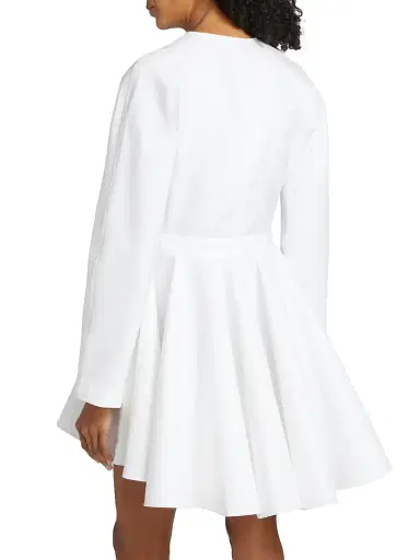 ALAIA Women's Asymmetrical Cotton Minidress - Blanc | Thumbnail 5