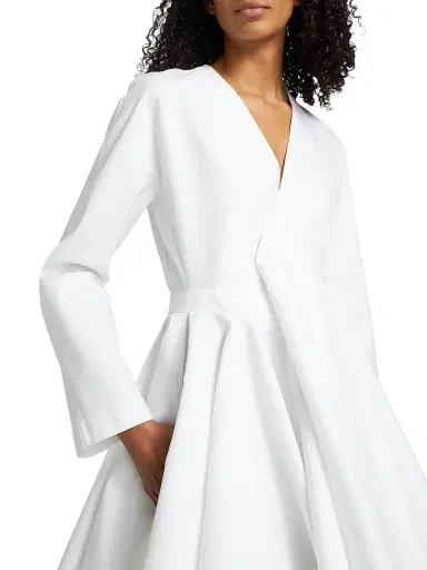 ALAIA Women's Asymmetrical Cotton Minidress - Blanc | Thumbnail 6