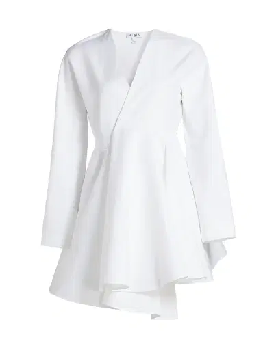 ALAIA Women's Asymmetrical Cotton Minidress - Blanc | Thumbnail 1