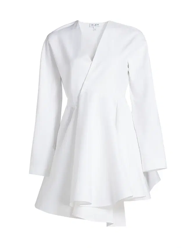 ALAIA Women's Asymmetrical Cotton Minidress - Blanc