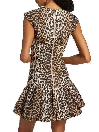 Ganni Women's Leopard-Print Cotton Corset Minidress - Leopard | Thumbnail 5