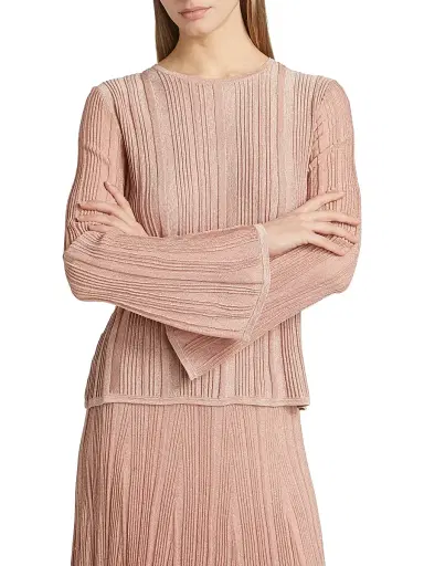 Zimmermann Women's Lucky Metallic Ribbed Top - Metallic Pink | Thumbnail 3