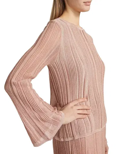 Zimmermann Women's Lucky Metallic Ribbed Top - Metallic Pink | Thumbnail 6