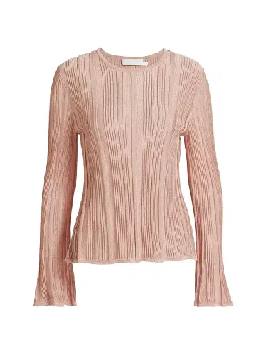 Zimmermann Women's Lucky Metallic Ribbed Top - Metallic Pink | Thumbnail 1