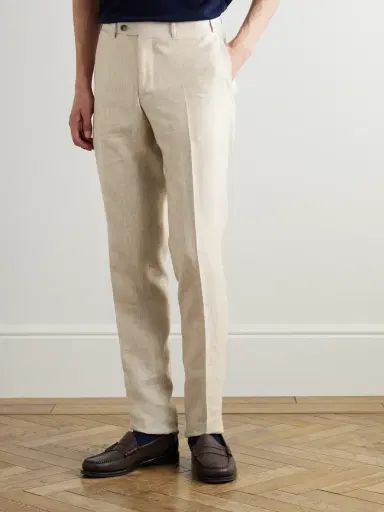 Canali Slim-Fit Straight-Leg Linen Suit Trousers - Men | Thumbnail 4 Canali Slim-Fit Straight-Leg Linen Suit Trousers - Men | Thumbnail 4