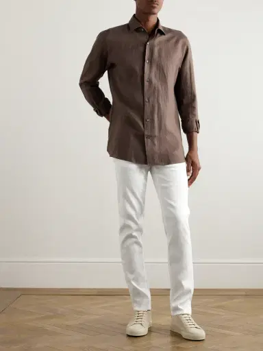 Zegna Roccia Slim-Fit Straight-Leg Garment-Dyed Linen-Blend Trousers - Men | Thumbnail 2