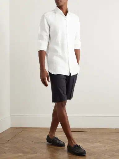 Zegna Straight-Leg Linen Shorts - Men | Thumbnail 2