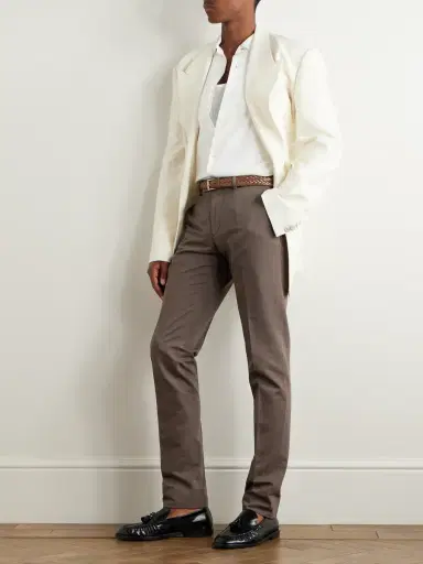 Zegna Slim-Fit Tapered Cotton and Linen-Blend Twill Trousers - Men | Thumbnail 2 Zegna Slim-Fit Tapered Cotton and Linen-Blend Twill Trousers - Men | Thumbnail 2