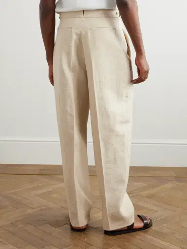 Zegna Straight-Leg Pleated Linen, Silk and Hemp-Blend Trousers - Men | Thumbnail 4