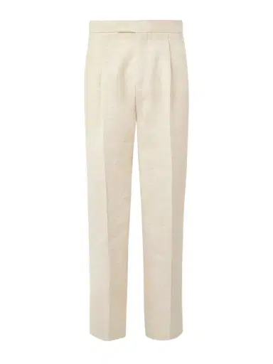 Zegna Straight-Leg Pleated Linen, Silk and Hemp-Blend Trousers - Men | Thumbnail 1