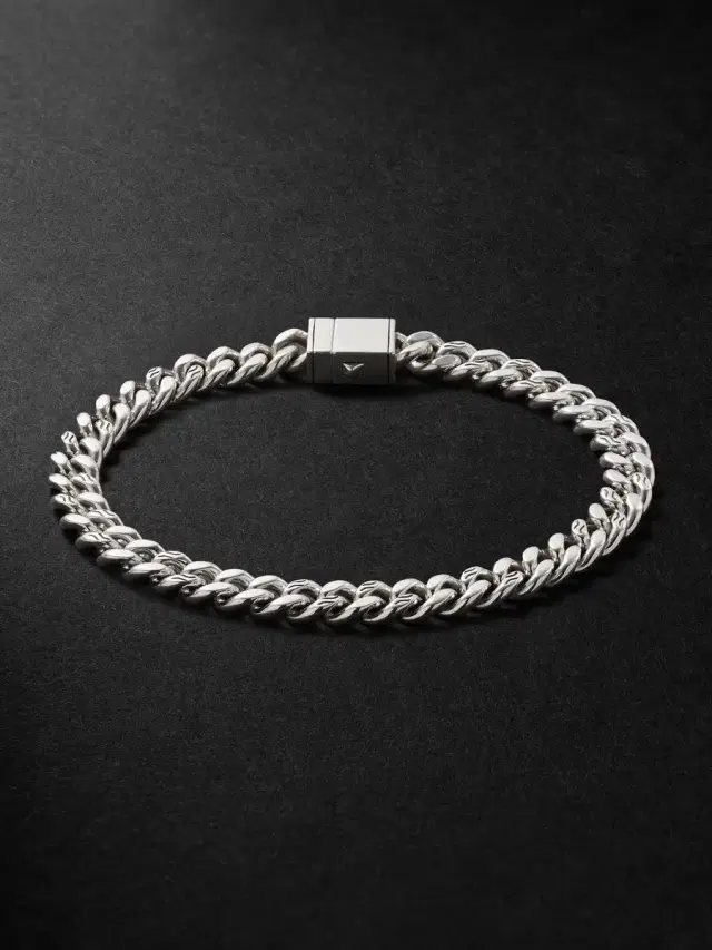 Sterling Silver Curb Chain Bracelet - Men