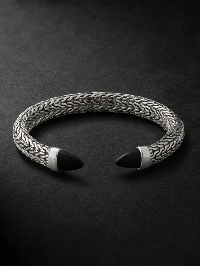 Spear 50 Flex Sterling Silver Onyx Cuff - Men
