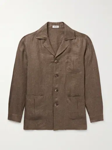 De Petrillo Slim-Fit Camp-Collar Linen Overshirt - Men | Thumbnail 2