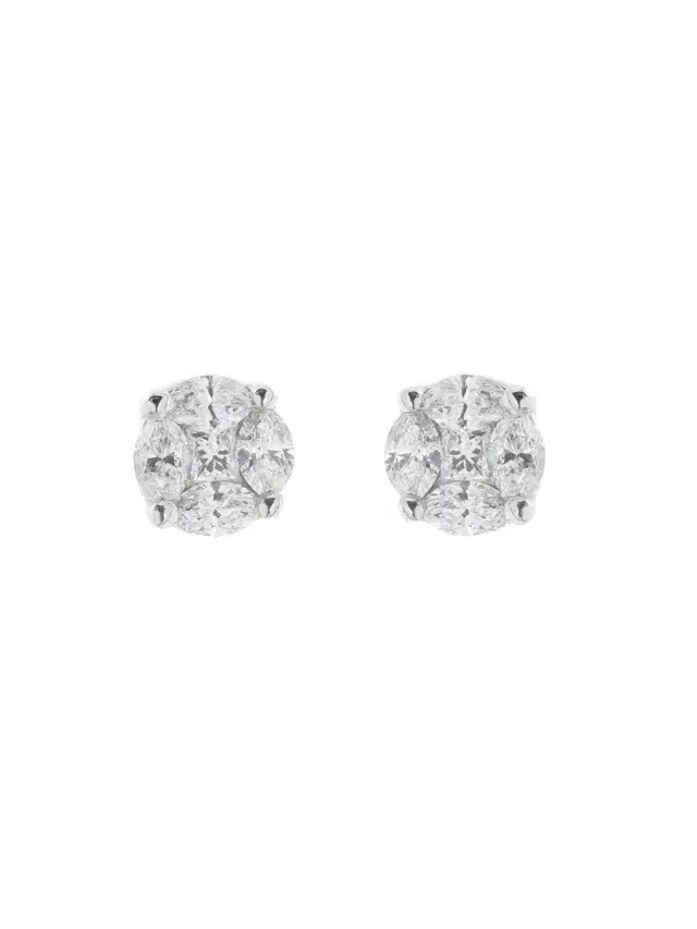 2.63ct Diamond 18K Gold Illusion Stud Earrings