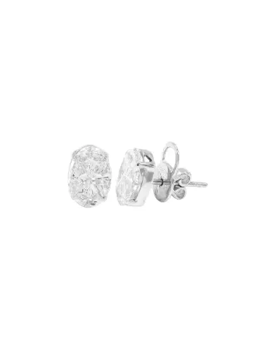 Wish Fine Jewelry 2.63ct Diamond 18K Gold Oval Illusion Stud Earrings | Thumbnail 1