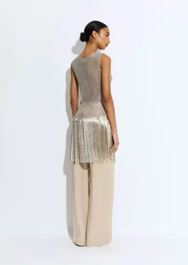 Lapointe Metallic Netting Fringe Asymmetric Top | Thumbnail 2