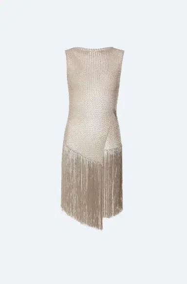 Lapointe Metallic Netting Fringe Asymmetric Top | Thumbnail 4