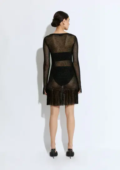 LAPOINTE Metallic Netting Fringe Mini Dress | Thumbnail 2