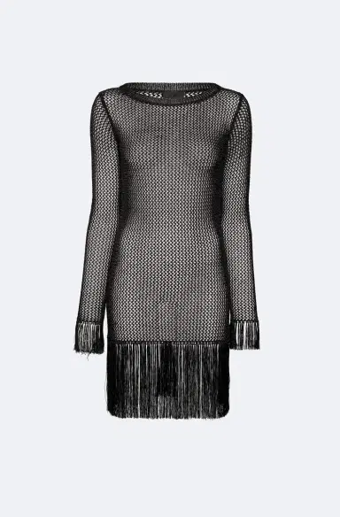 LAPOINTE Metallic Netting Fringe Mini Dress | Thumbnail 4